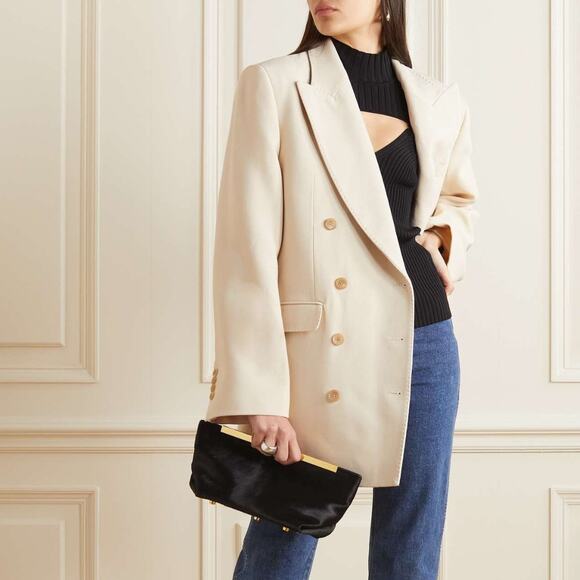 Khaite Balton Double Breasted Blazer NEW Light Beige Peak Collar NWT Size 8 - Picture 1 of 7